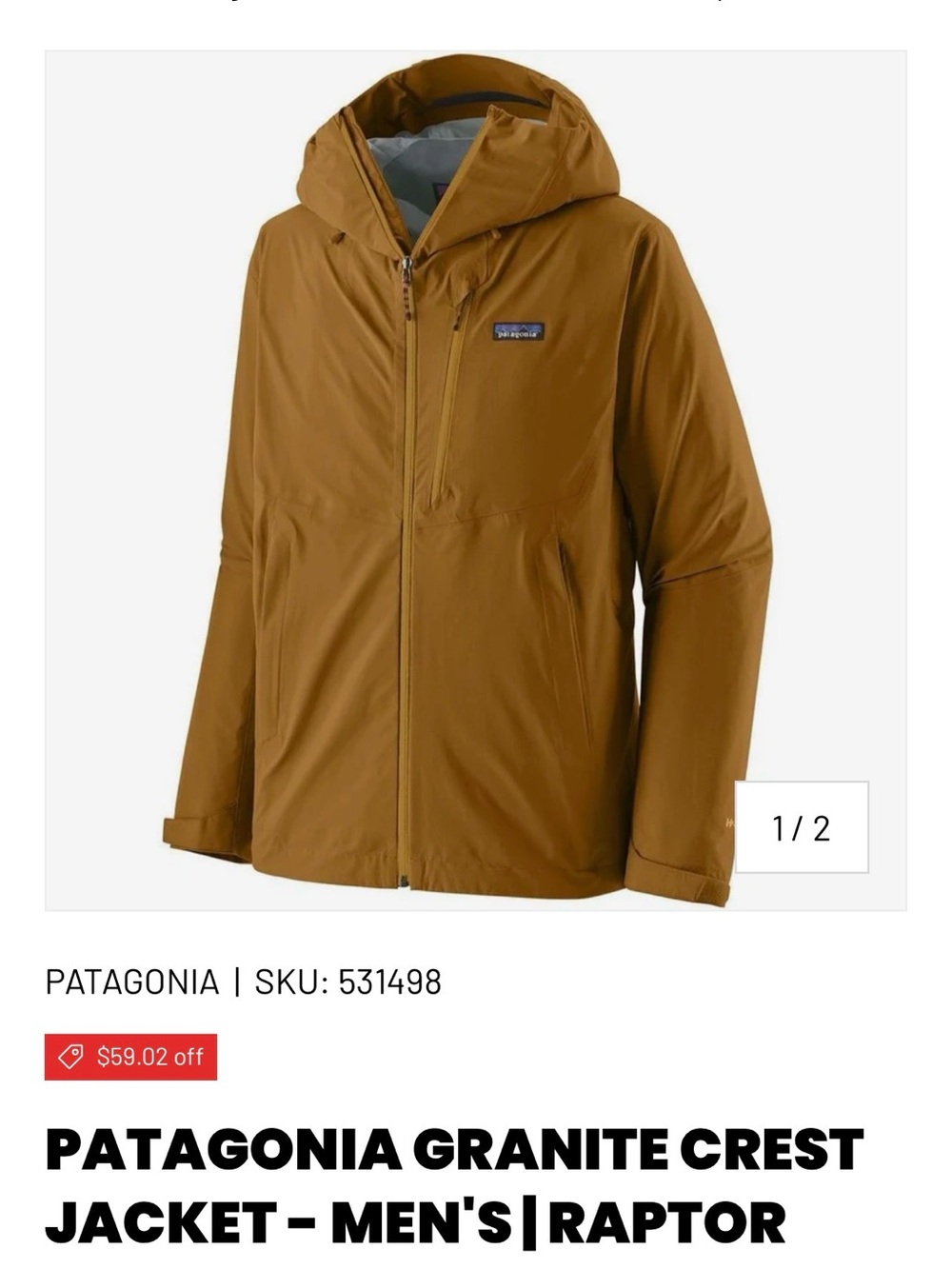 Patagonia Granite Crest  Rain Jacket - size small- New with tags - Picture 3 of 10